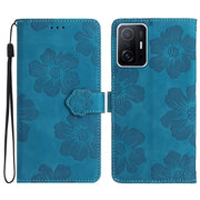 For Xiaomi 11T / 11T Pro Flower Embossing Pattern Leather Phone Case(Blue)