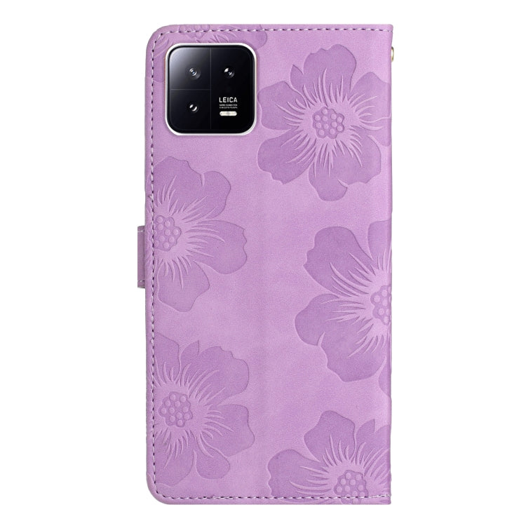 For Xiaomi 13 Flower Embossing Pattern Leather Phone Case(Purple) - free shipping - PMC TechLife - Order now!