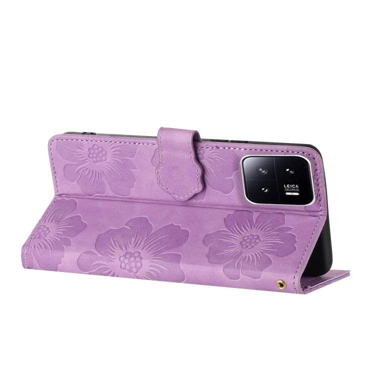 For Xiaomi 13 Flower Embossing Pattern Leather Phone Case(Purple) - free shipping - PMC TechLife - Order now!