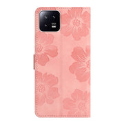 For Xiaomi 13 Flower Embossing Pattern Leather Phone Case(Pink)