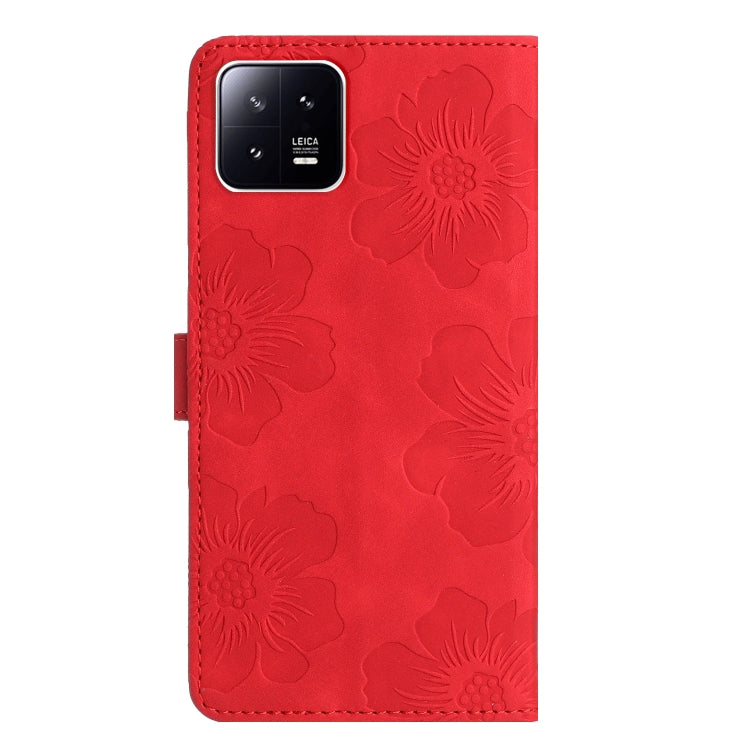 For Xiaomi 13 Flower Embossing Pattern Leather Phone Case(Red) - free shipping - PMC TechLife - Order now!