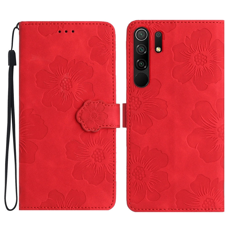For Xiaomi Redmi 9 Flower Embossing Pattern Leather Phone Case(Red) - free shipping - PMC TechLife - Order now!