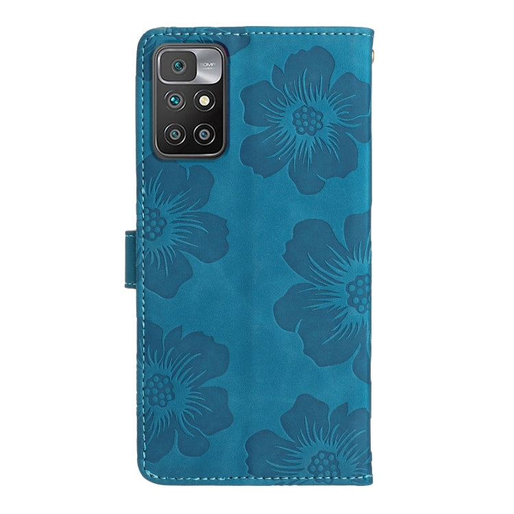 For Xiaomi Redmi 10 Flower Embossing Pattern Leather Phone Case(Blue) - free shipping - PMC TechLife - Order now!
