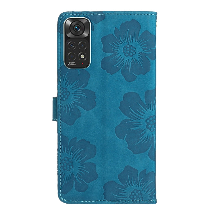 For Xiaomi Redmi Note 11 4G Global / Note 11S Flower Embossing Pattern Leather Phone Case(Blue) - free shipping - PMC TechLife - Order now!