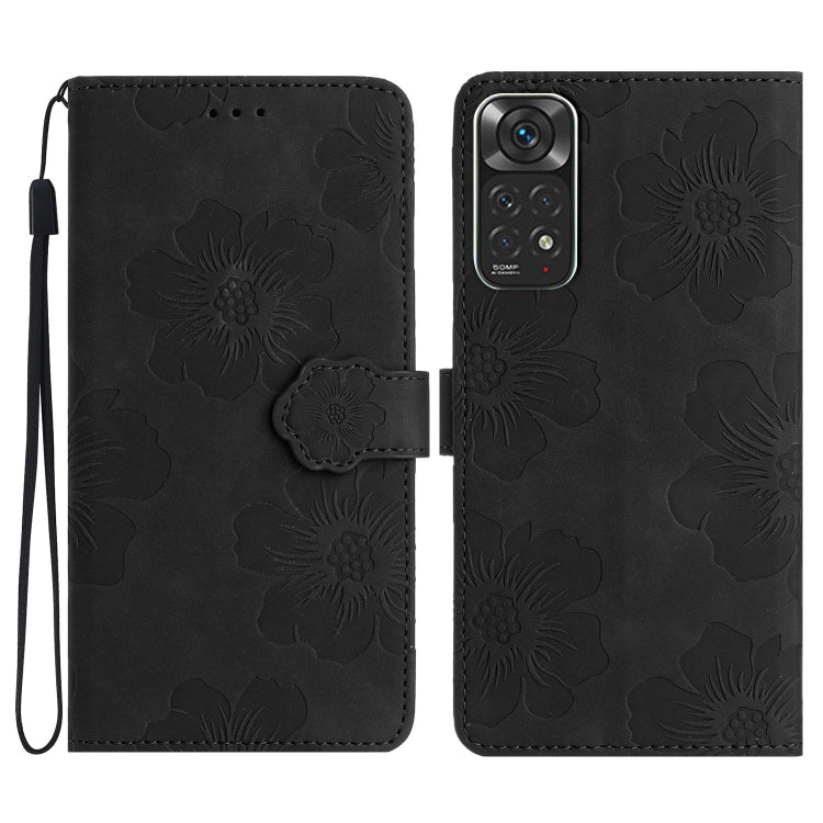 For Xiaomi Redmi Note 11 4G Global / Note 11S Flower Embossing Pattern Leather Phone Case(Black) - free shipping - PMC TechLife - Order now!
