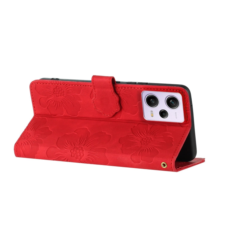 For Xiaomi Redmi Note 12 Pro 5G Flower Embossing Pattern Leather Phone Case(Red) - free shipping - PMC TechLife - Order now!