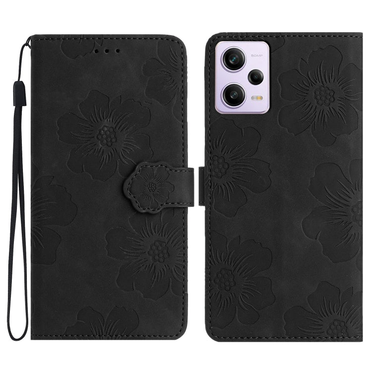 For Xiaomi Redmi Note 12 Pro 5G Flower Embossing Pattern Leather Phone Case(Black) - free shipping - PMC TechLife - Order now!