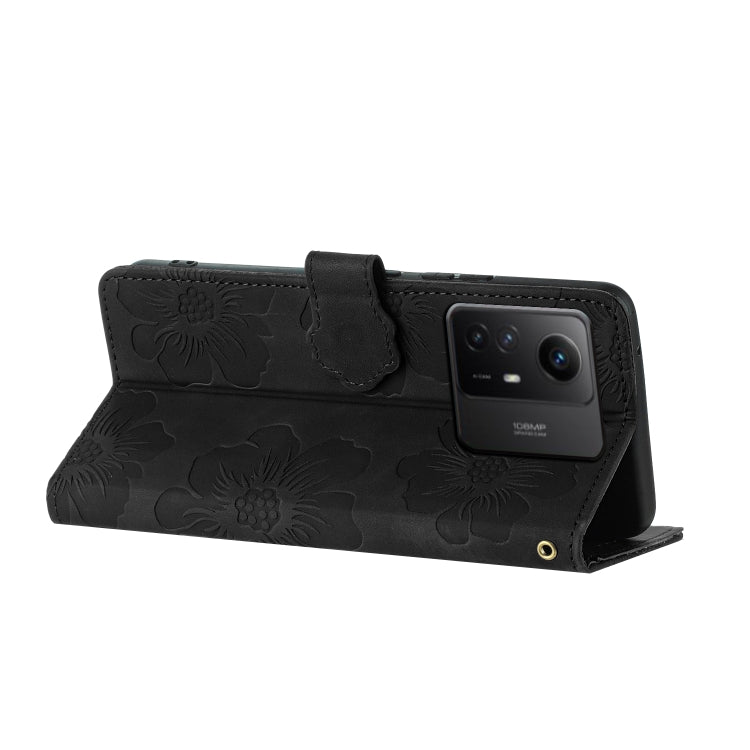 For Xiaomi Redmi Note 12S Flower Embossing Pattern Leather Phone Case(Black) - free shipping - PMC TechLife - Order now!