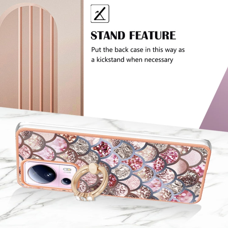 For Xiaomi 13 Lite 5G Electroplating IMD TPU Phone Case with Ring(Pink Scales)