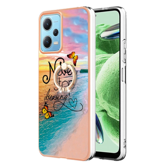 For Xiaomi Redmi Note 12 5G Global/Poco X5 5G Electroplating IMD TPU Phone Case with Ring(Dream Butterfly)