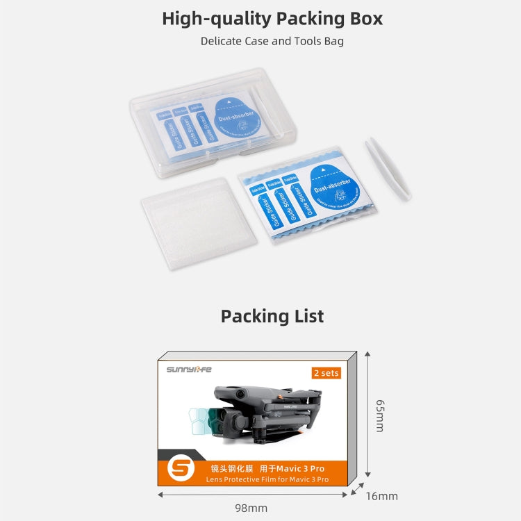 For DJI Mavic 3 Pro Sunnylife M3P-BHM578 2 Sets HD Explosion-proof Tempered Glass Film - free shipping - PMC TechLife - Order now!