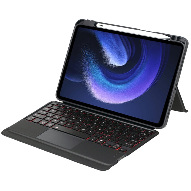 For Xiaomi Pad 6 / Pad 6 Pro T0N7-AS Detachable Pen Slot Touchpad Backlight Bluetooth Keyboard Leather Tablet Case(Black)