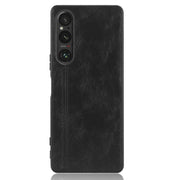 For Sony Xperia 1 V Sewing Cow Pattern Skin PC + PU + TPU Phone Case(Black)