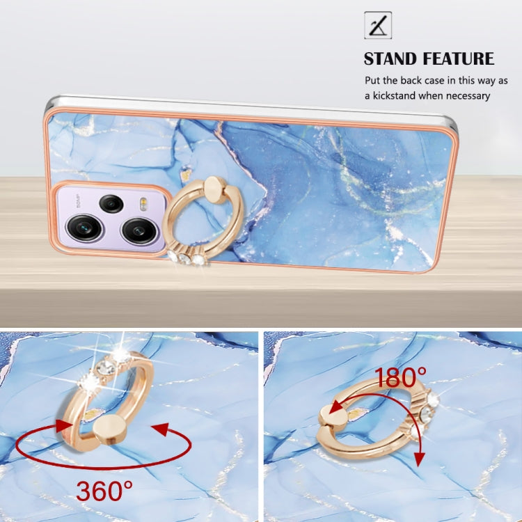 For Xiaomi Redmi Note 12 Pro 5G Global Electroplating Marble Dual-side IMD Phone Case with Ring(Blue 018)