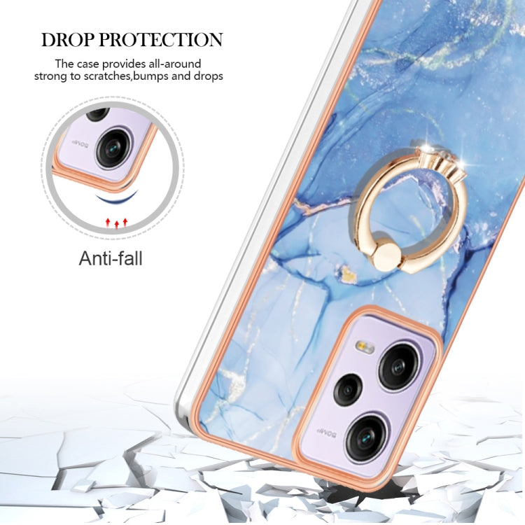 For Xiaomi Redmi Note 12 Pro 5G Global Electroplating Marble Dual-side IMD Phone Case with Ring(Blue 018) - free shipping - PMC TechLife - Order now!