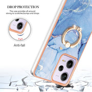 For Xiaomi Redmi Note 12 Pro 5G Global Electroplating Marble Dual-side IMD Phone Case with Ring(Blue 018)