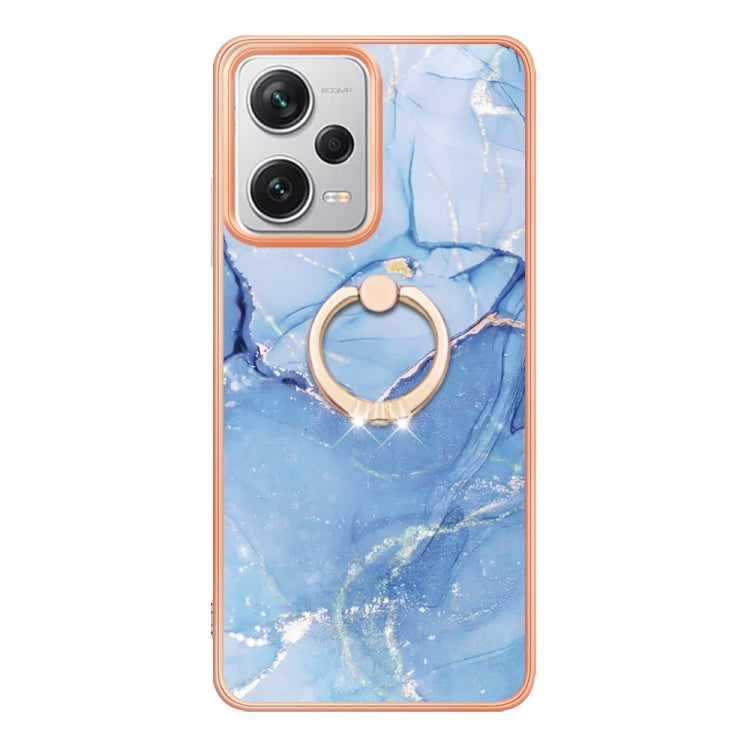 For Xiaomi Redmi Note 12 Pro+ Global Electroplating Marble Dual-side IMD Phone Case with Ring(Blue 018) - free shipping - PMC TechLife - Order now!