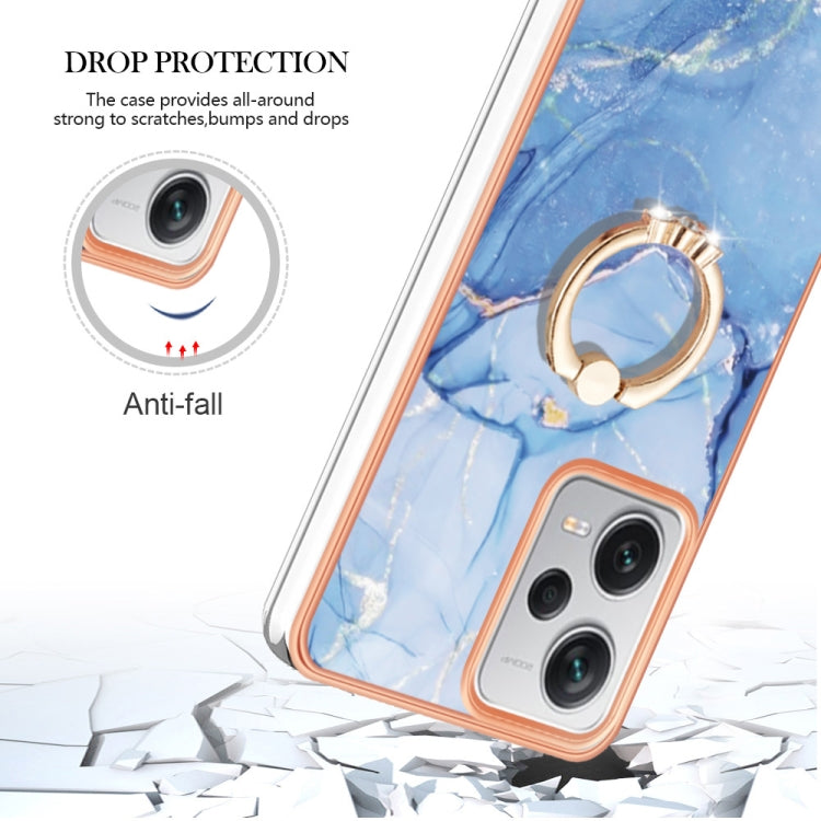 For Xiaomi Redmi Note 12 Pro+ Global Electroplating Marble Dual-side IMD Phone Case with Ring(Blue 018) - free shipping - PMC TechLife - Order now!