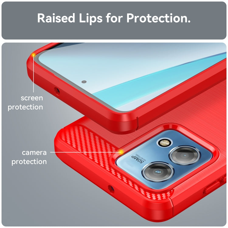 For Motorola Moto G Stylus 2023 4G Brushed Texture Carbon Fiber TPU Phone Case(Red) - free shipping - PMC TechLife - Order now!