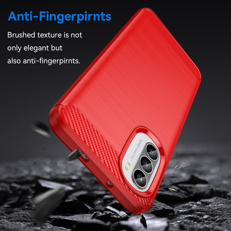 For Motorola Moto G52 Brushed Texture Carbon Fiber TPU Phone Case(Red) - free shipping - PMC TechLife - Order now!