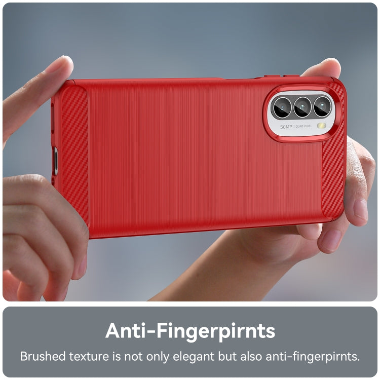 For Motorola Moto G52 Brushed Texture Carbon Fiber TPU Phone Case(Red) - free shipping - PMC TechLife - Order now!