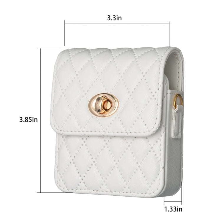 For Samsung Galaxy Z Flip3/Flip4/Flip5/Flip6 BFB03 Diamond Lattice Magnetic Leather Phone Case(White) - free shipping - PMC TechLife - Order now!