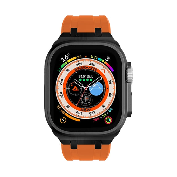 AP Silicone Watch Band For Apple Watch Ultra 49mm(Black Orange)