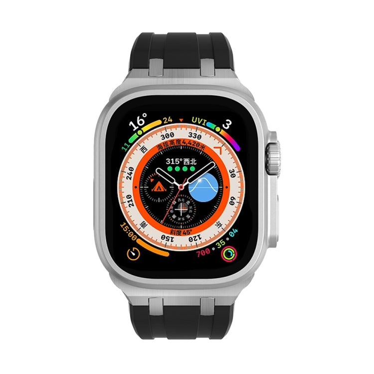 AP Silicone Watch Band For Apple Watch 8 41mm(Silver Black) - Watch Bands by PMC TechLife | Online Shopping South Africa | PMC TechLife