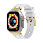 AP Silicone Watch Band For Apple Watch 8 41mm(Gold White)