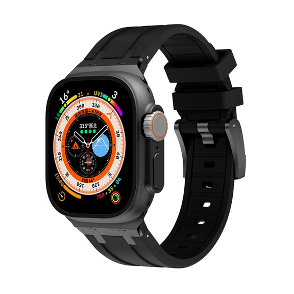 AP Silicone Watch Band For Apple Watch 7 41mm(Black Black)