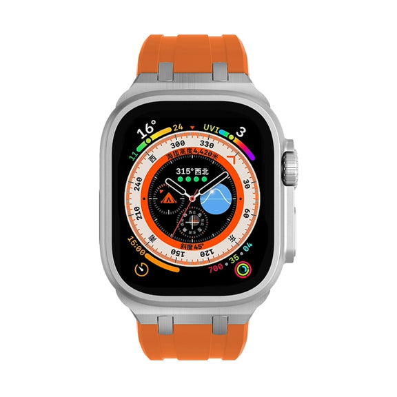 AP Silicone Watch Band For Apple Watch 7 41mm(Silver Orange)