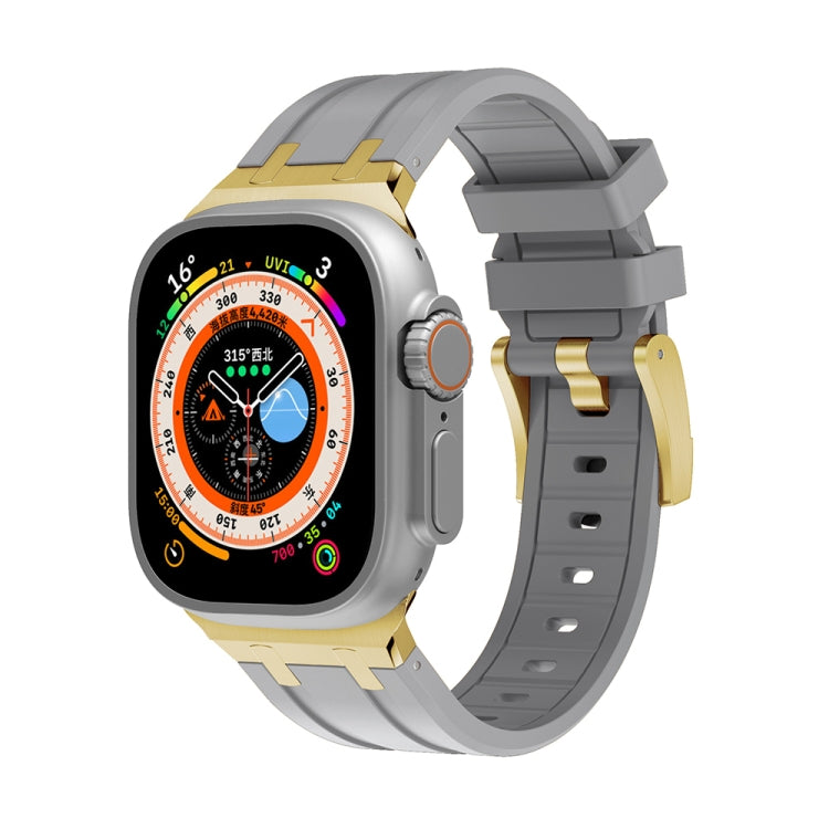 AP Silicone Watch Band For Apple Watch 7 41mm(Gold Grey)