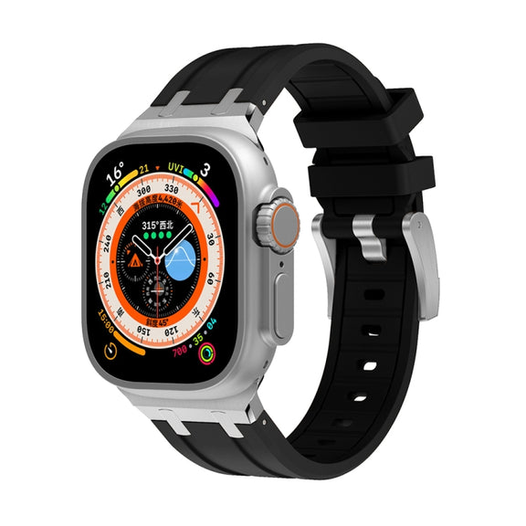 AP Silicone Watch Band For Apple Watch 6 40mm(Silver Black)
