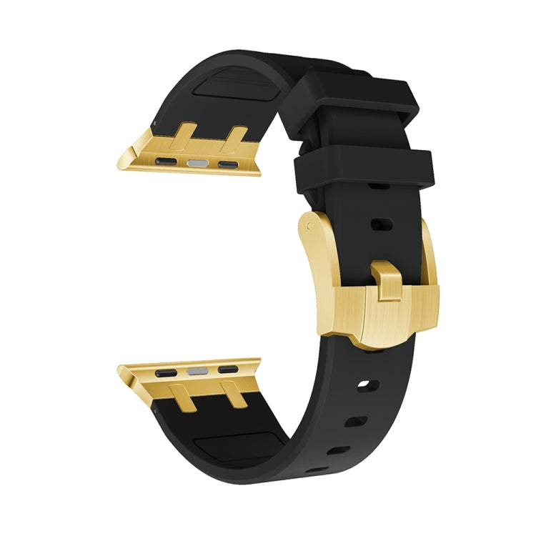 AP Silicone Watch Band For Apple Watch 5 44mm(Gold Black) - Watch Bands by PMC TechLife | Online Shopping South Africa | PMC TechLife