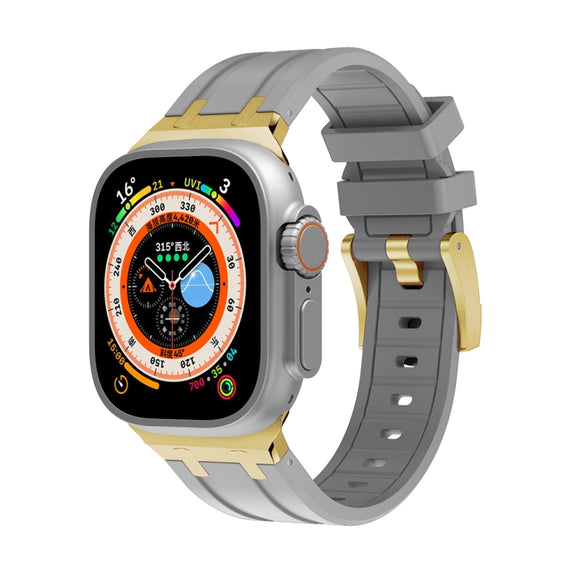 AP Silicone Watch Band For Apple Watch 5 44mm(Gold Grey)