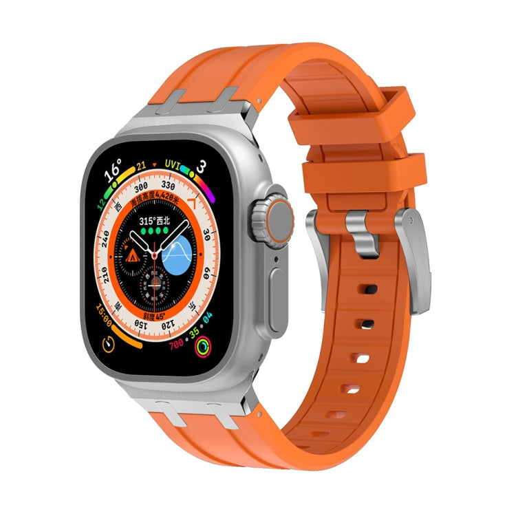 AP Silicone Watch Band For Apple Watch 2 38mm(Silver Orange) - Watch Bands by PMC TechLife | Online Shopping South Africa | PMC TechLife