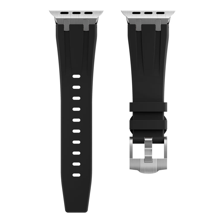 AP Silicone Watch Band For Apple Watch 9 41mm(Silver Black) - Watch Bands by PMC TechLife | Online Shopping South Africa | PMC TechLife