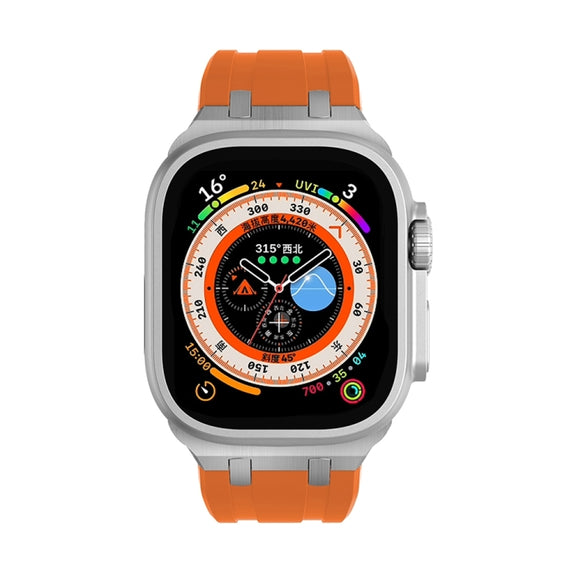 AP Silicone Watch Band For Apple Watch 9 41mm(Silver Orange)