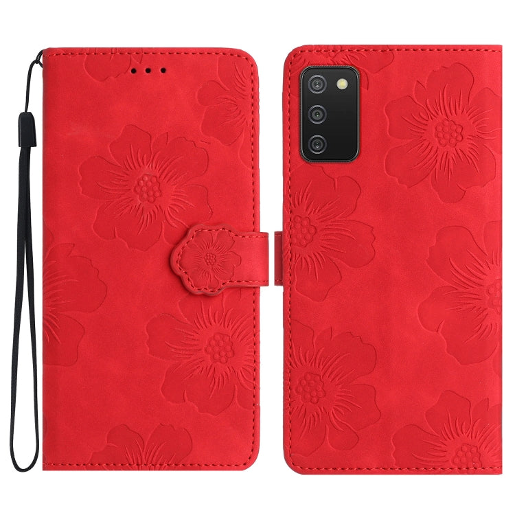 For Samsung Galaxy A02s / F02s 164 Flower Embossing Pattern Leather Phone Case(Red) - free shipping - PMC TechLife - Order now!