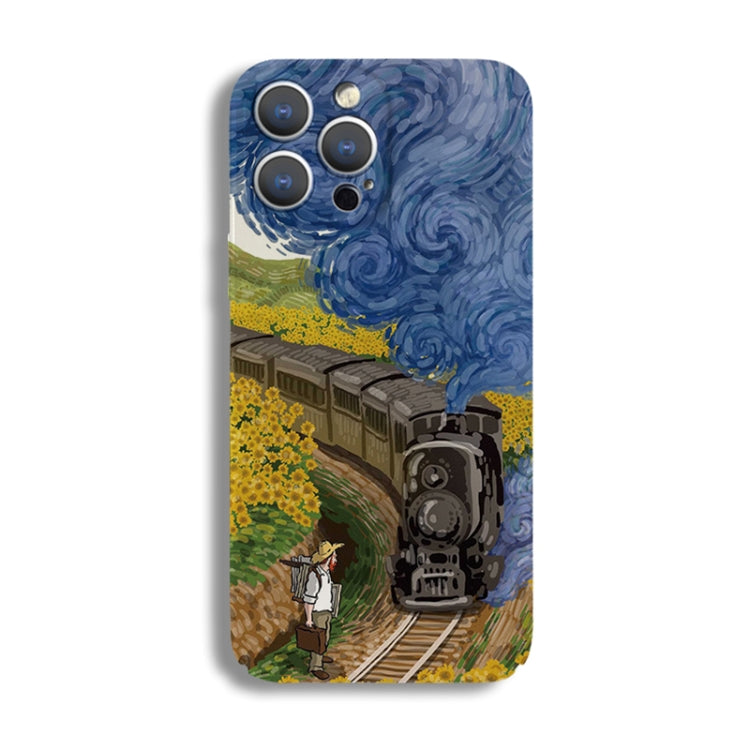 For iPhone 14 Pro Precise Hole Oil Painting Pattern PC Phone Case(Train) - free shipping - PMC TechLife - Order now!