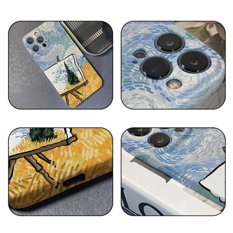 For iPhone 14 Pro Precise Hole Oil Painting Pattern PC Phone Case(Landscape Painting)