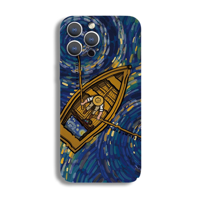For iPhone 12 Precise Hole Oil Painting Pattern PC Phone Case(Boating) - iPhone 12 / 12 Pro Cases by PMC TechLife | Online Shopping South Africa | PMC TechLife