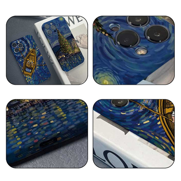 For iPhone 12 Pro Precise Hole Oil Painting Pattern PC Phone Case(Boating) - free shipping - PMC TechLife - Order now!