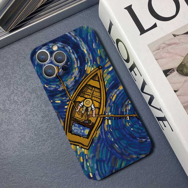 For iPhone 12 Pro Max Precise Hole Oil Painting Pattern PC Phone Case(Castle)