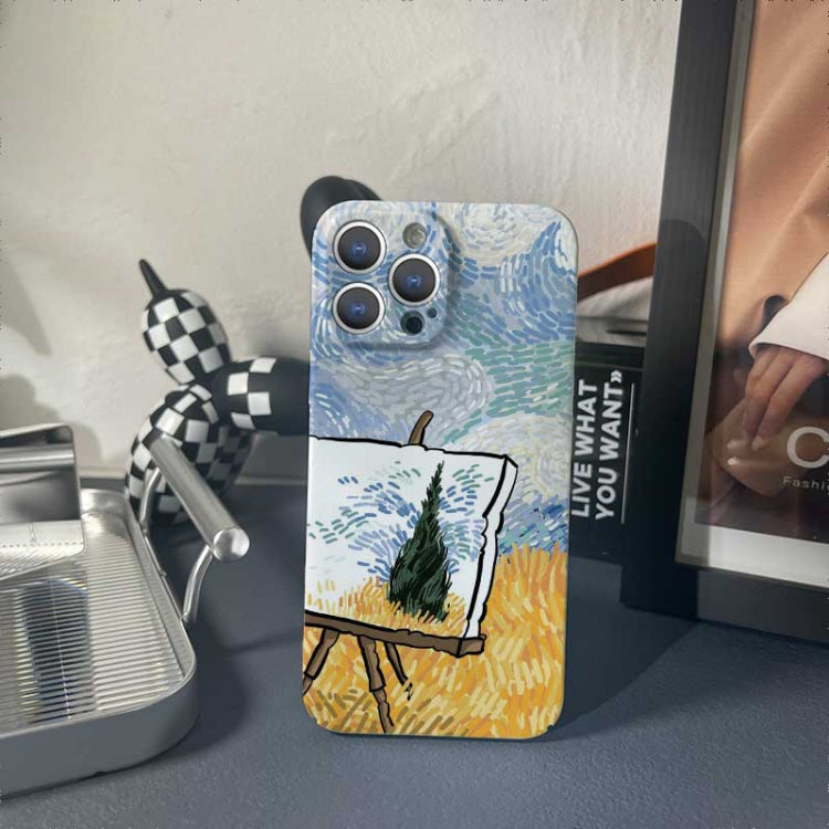 For iPhone 11 Precise Hole Oil Painting Pattern PC Phone Case(Landscape Painting)