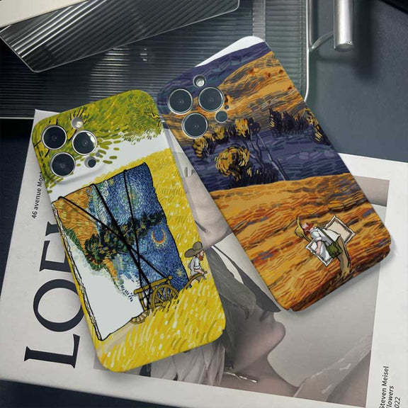 For iPhone 11 Pro Max Precise Hole Oil Painting Pattern PC Phone Case(Evening Breeze)