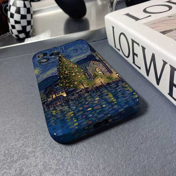 For iPhone SE 2022 / 2020 / 8 / 7 Precise Hole Oil Painting Pattern PC Phone Case(Castle)