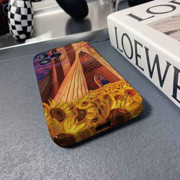For iPhone 8 Plus / 7 Plus Precise Hole Oil Painting Pattern PC Phone Case(Architectural Painting)