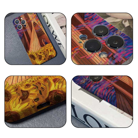 For iPhone 8 Plus / 7 Plus Precise Hole Oil Painting Pattern PC Phone Case(Architectural Painting)