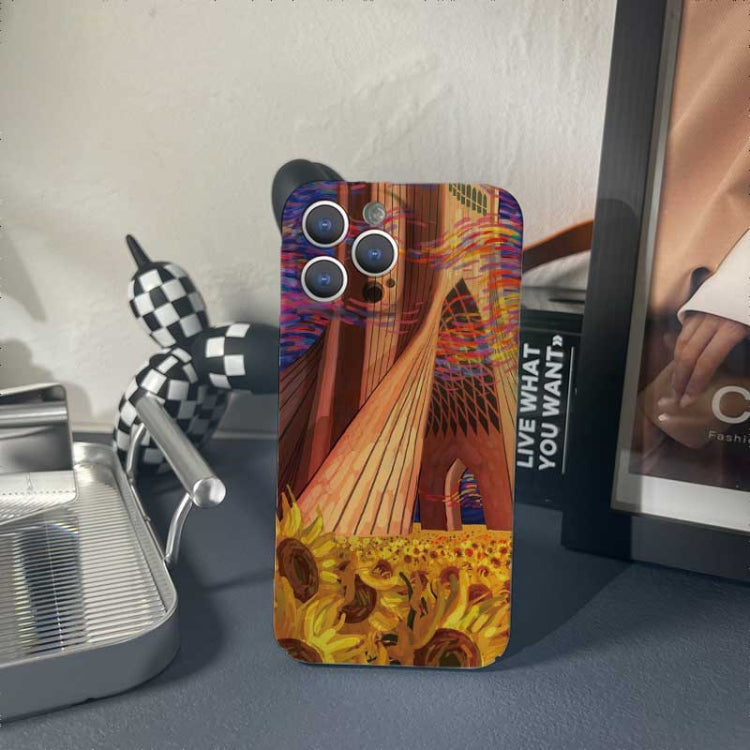 For iPhone XS Max Precise Hole Oil Painting Pattern PC Phone Case(Architectural Painting)